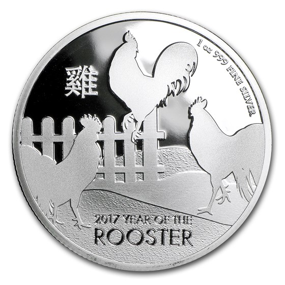 2017 New Zealand 1 oz Silver $2 Lunar Year of the Rooster BU 2017 New Zealand 1 oz Silver $2 Lunar Year of the Rooster BU
